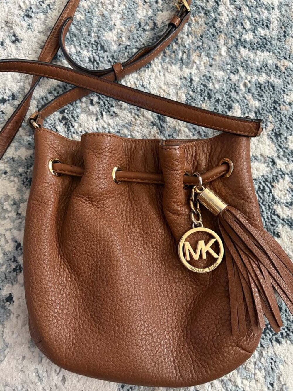 Michael Kors "Bedford" Mini Drawstring Leather Bucket Bag